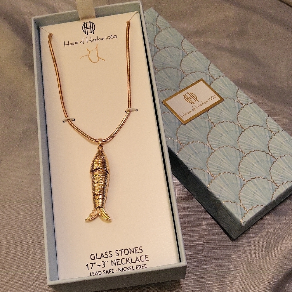 House of Harlow 1960 Gold Fish Necklace